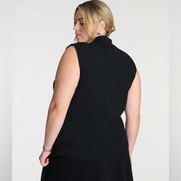 ELOQUII Sleeveless Turtleneck Viscose Sweater Plus Size Black Ribbed NWT 26/28